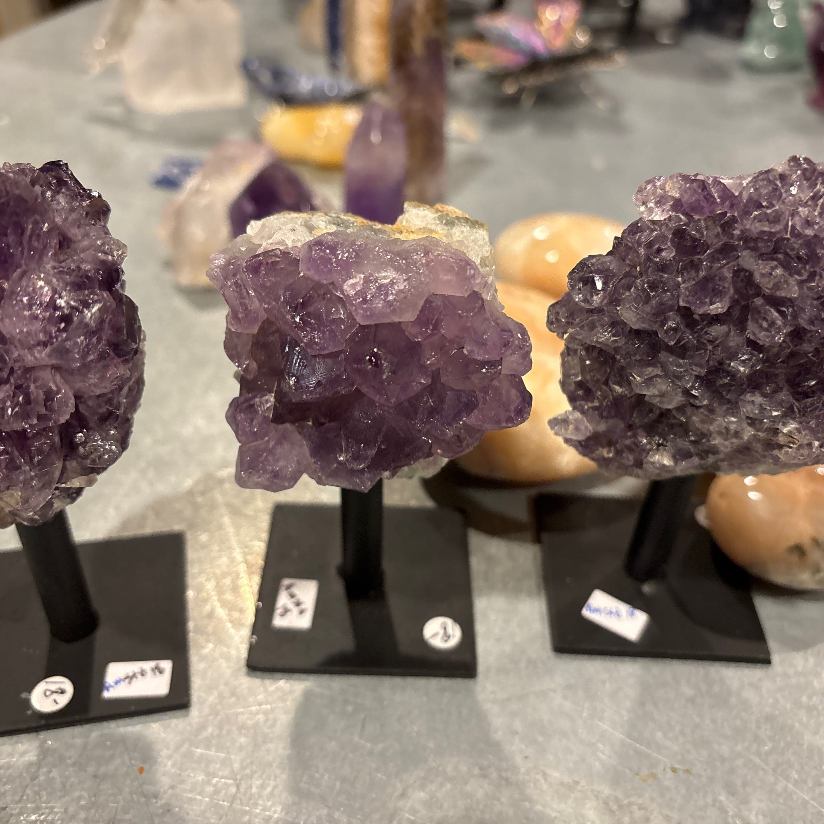 Amethyst on Black Metal stand