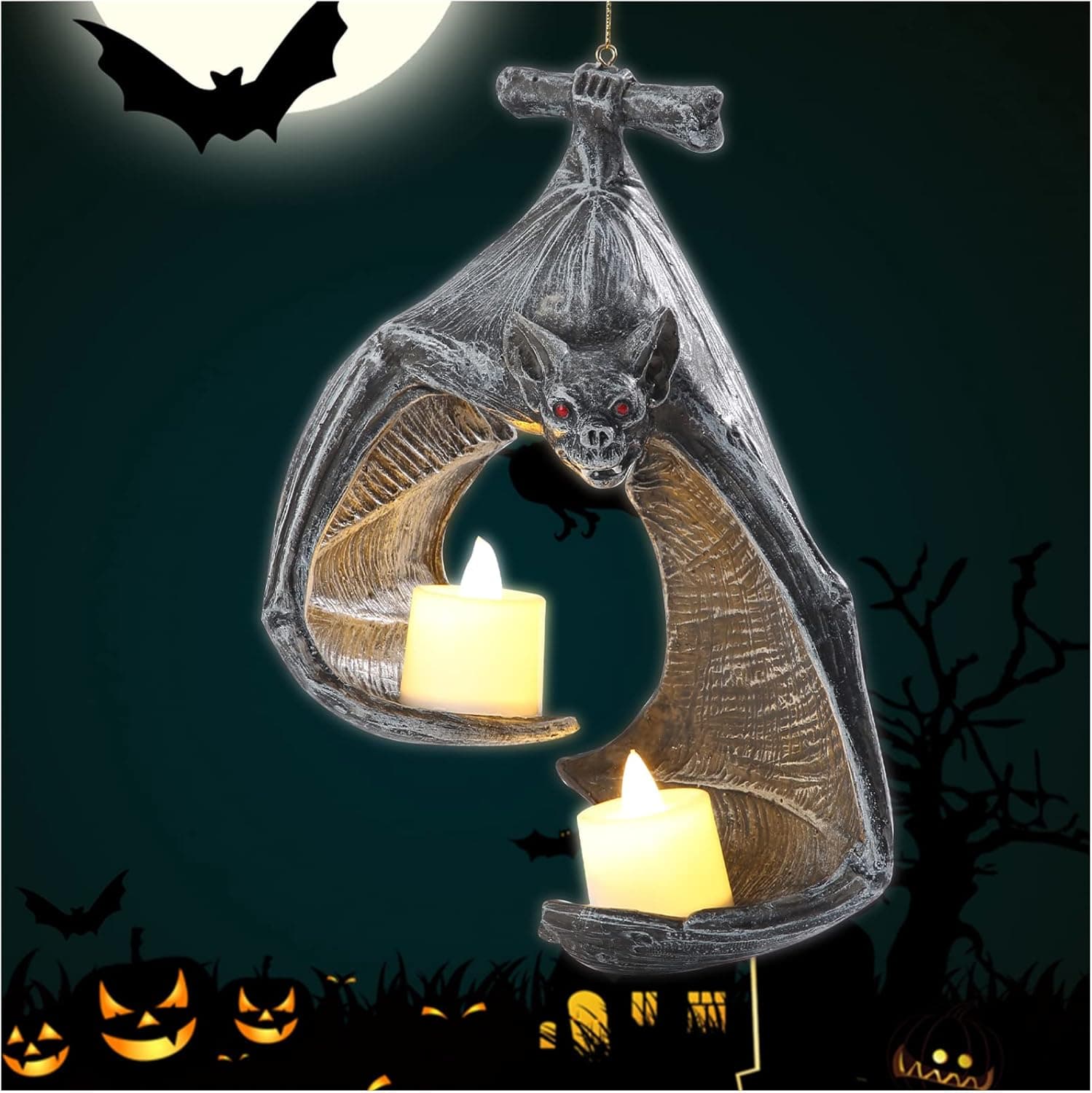 Gothic Hanging Bat Candle Holder